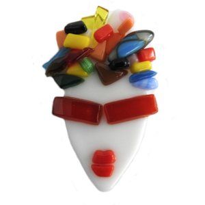 NWOT Art Glass Brooch Art Deco Woman Face New